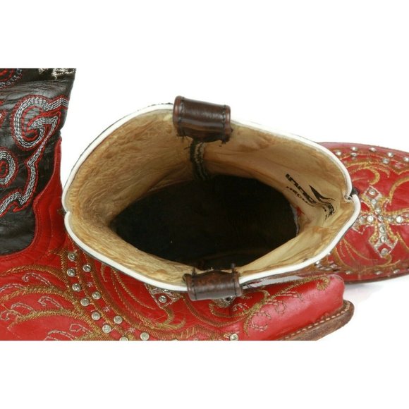 Vintage Western Boots Red Embroidery Innovation Mexico Women's size appx 6.5 / 7 - Picture 10 of 11